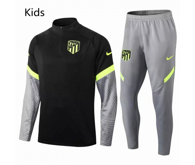 Atletico De Madrid Technical Training Soccer Tracksuit Black Grey Kids 2020 2021 Atletico De Madrid Technical Training Soccer Tracksuit Black Grey Kids 2020 2021