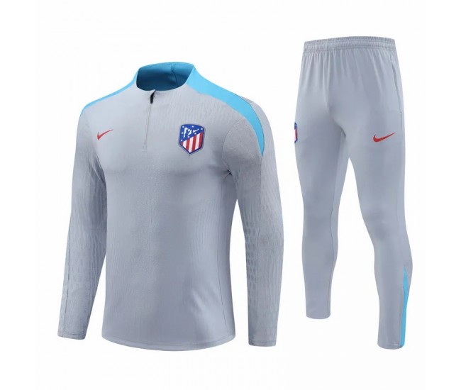 Atlético de Madrid Grey Mens Training Technical Football Tracksuit 2024-25 Atlético de Madrid Grey Mens Training Technical Football Tracksuit 2024-25