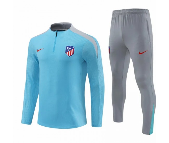Atlético de Madrid Blue Mens Training Technical Football Tracksuit 2024-25 Atlético de Madrid Blue Mens Training Technical Football Tracksuit 2024-25