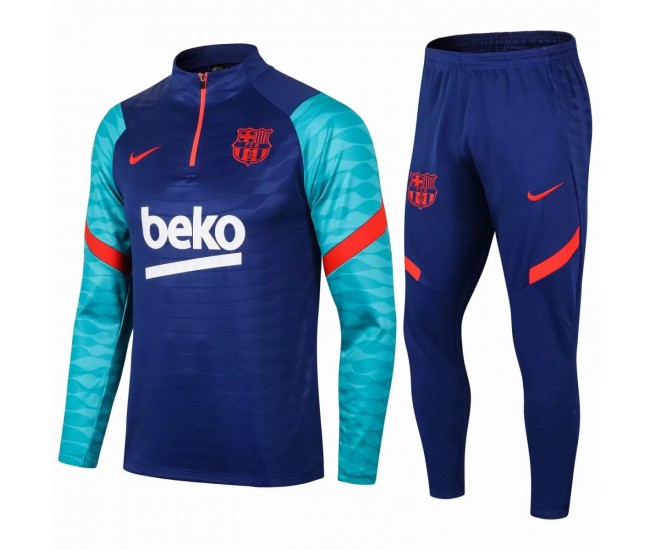 FC Barcelona Soccer Training Technical Tracksuit Blue Green 2021 2022 FC Barcelona Soccer Training Technical Tracksuit Blue Green 2021 2022