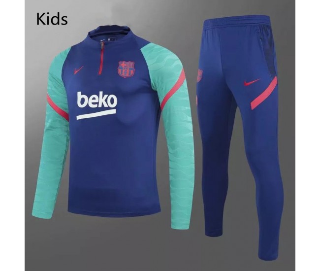FC Barcelona Soccer Training Technical Tracksuit Blue Kids 2021 2022 FC Barcelona Soccer Training Technical Tracksuit Blue Kids 2021 2022