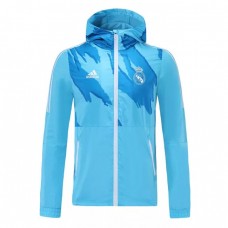 Real Madrid Mens All Weather Hoodie Jacket Blue 2021