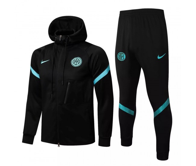 Inter Milan Black Training Hooded Presentation Football Tracksuit 2021-22 Inter Milan Black Training Hooded Presentation Football Tracksuit 2021-22