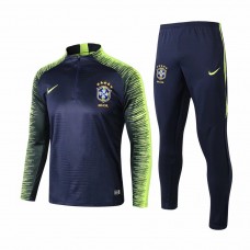 Brazil Royal Blue Stripe Training Soccer Tracksuit 2018/19 - Kids