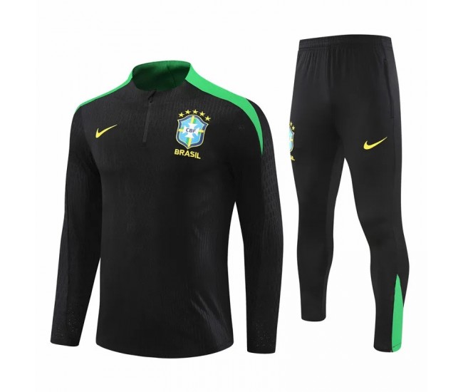 Brazil National Team Mens Black Training Technical Football Tracksuit 2024-25 Brazil National Team Mens Black Training Technical Football Tracksuit 2024-25