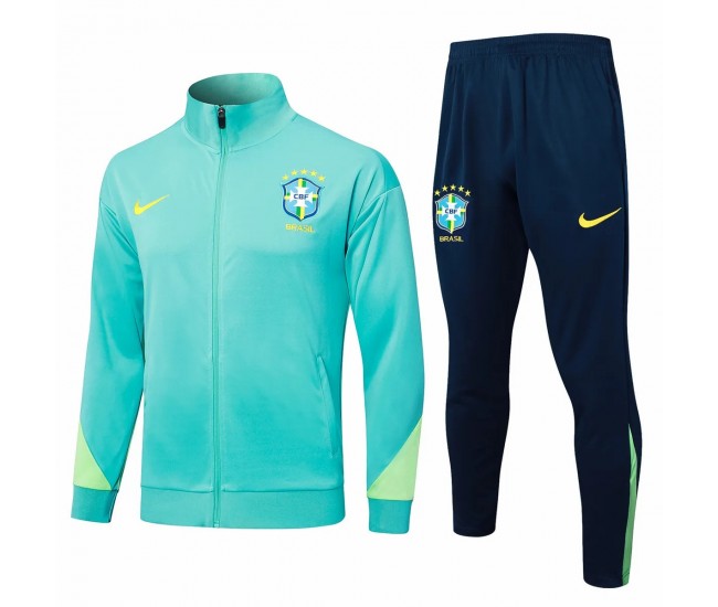 Brazil National Team Mens Green Training Presentation Football Tracksuit 2024-25 Brazil National Team Mens Green Training Presentation Football Tracksuit 2024-25