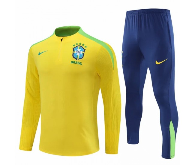 Brazil National Team Mens Yellow Training Technical Football Tracksuit 2024-25 Brazil National Team Mens Yellow Training Technical Football Tracksuit 2024-25