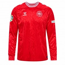 Denmark Mens Euro 2024 Home Long Sleeve Jersey