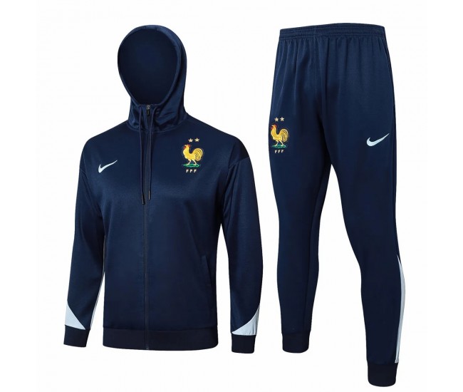 France National Team Mens Navy Training Hooded Presentation Football Tracksuit 2024-25 France National Team Mens Navy Training Hooded Presentation Football Tracksuit 2024-25