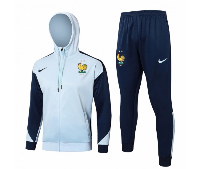 France National Team Mens White Training Hooded Presentation Football Tracksuit 2024-25 France National Team Mens White Training Hooded Presentation Football Tracksuit 2024-25