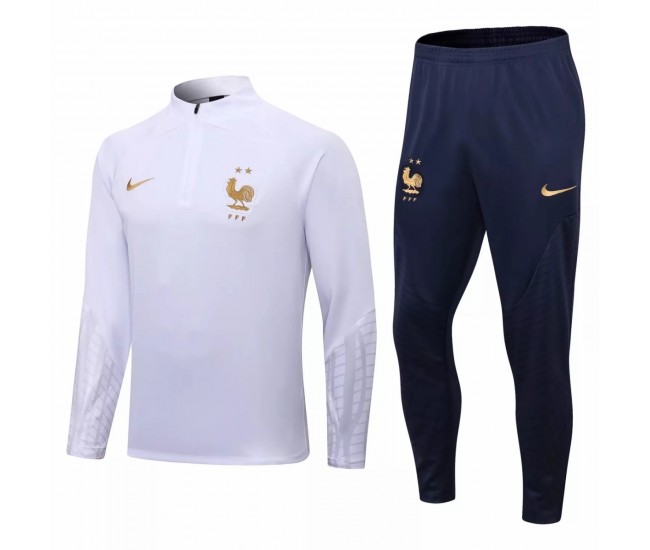 France National Team White Training Technical Football Tracksuit 2022-23 France National Team White Training Technical Football Tracksuit 2022-23