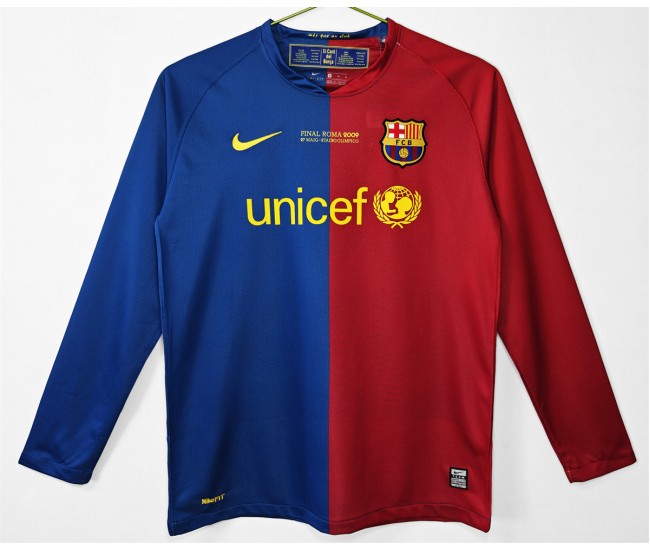 FC Barcelona Home Long Sleeve Retro Jersey 2008-2009