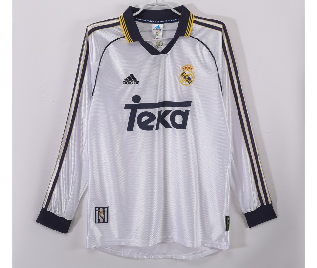 Real Madrid Home Long Sleeve Retro Jersey 1999-2000