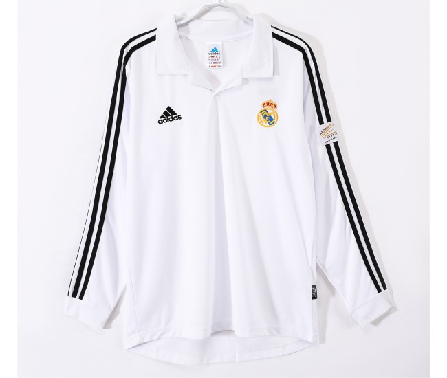 Real Madrid Home Long Sleeve Retro Jersey 2002-03